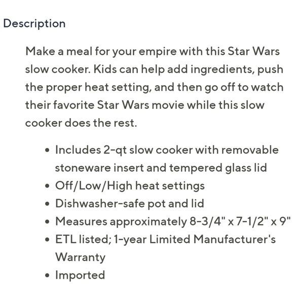 STAR WARS 2Q Slow Cooker - Picture 4 of 4